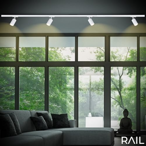 BRILONER - Schienensystem Rail Erweiterungsset, 2x GU10 Spots schwenkbar, erweiterbar, Lichtschienensystem Decke, Strahler Schiene, Deckenlampe, Deckenleuchte, Spotlight, 0,75 m, Weiß