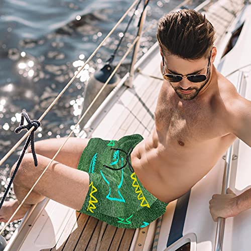 Short de bain pour homme Vert S Fish Big avec doublure en maille