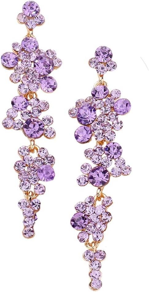 Rosemarie Collections Women's Stunning Crystal Rhinestone Statement Bubble Dangle Earrings, 3.25"