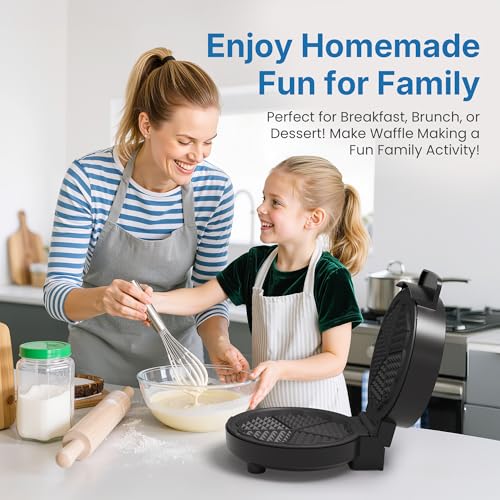 Image of Heart Electric Waffle Iron: Belgian Waffle Maker with Temperature Control Knob, Waffle Machine with Nonstick Plates Easy Clean, Breakfast Maker for Kids and Families, Stainless Steel
