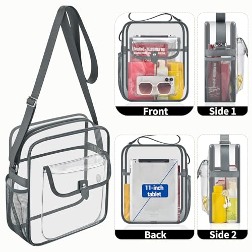 Image of SPODEARS Clear Crossbody Bag for Stadium, Concert, Festival & More - Adjustable Shoulder Strap & Bottle Holder