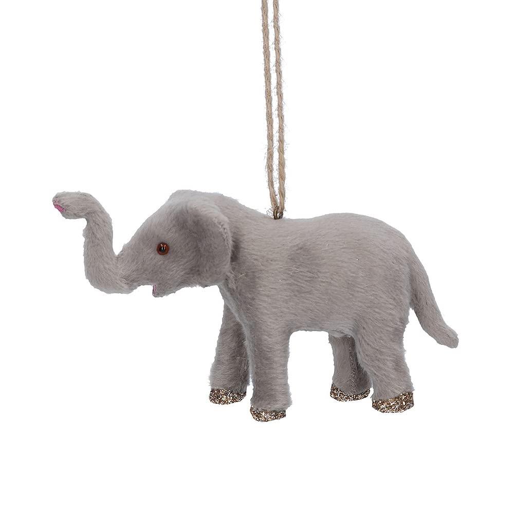 Crafty Capers Gold Faux Fur Elephant Tree Ornament | Wild Animal Christmas Decoration
