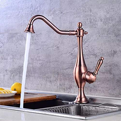 Robinet cuisine noir et or mitigeur laiton rétro eau chaude froide