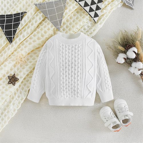 Little Child Autumn Solid Color Long Sleeve Braid Crew Neck Sweater Knit Sweater Tops Kids2