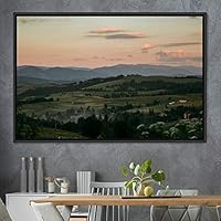 Framed Canvas Wall Art Mountainscape Aerial Dramatic Landscape Mountain Top Multicolor Photography Realism Rustic Warm - 16x24 inches