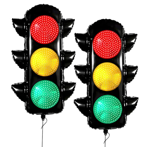 Image of 2Pcs Traffic Signal Balloons for Race Car Birthday Party Decoration, Traffic Balloons, Building Vehicle Birthday Party Supplies, Two Fast Theme Party Decoration