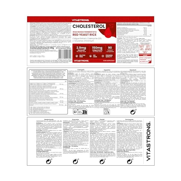 CHOLESTERIN - Nahrungsergänzungsmittel - Roter Reis, Caigua, γ-Oryzanol, Policosanol, Coenzym Q10 und Chrom - 90 Tabletten - Qualität Vitastrong – Bild 10