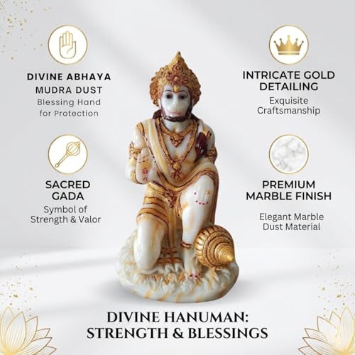 Image of Blessing Hanuman Idol - Multicolor Sitting Bajrangbali Murti with Gada for Home Temple Decor | Lord Hanuman Ji Statue for Strength, Protection & Devotion | Puja Showpiece Gift (07 cm Hanumanji)