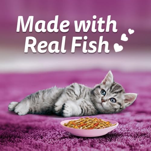 Image of Whiskas Tasty Mix Kitten (2-12 Months) Wet Cat Food, Seafood Cocktail Carrot Flavour in Gravy, 70 g x 28, 100% Complete & Balanced Nutrition for Kittens