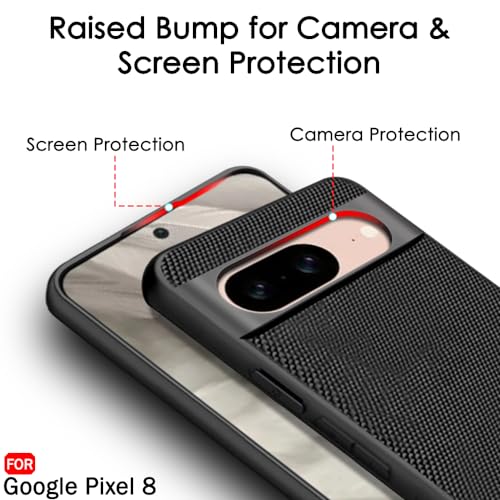 Image of TheGiftKart Back Cover Case for Google Pixel 8 | Slim & Lightweight | Ultra-Premium Design | Camera Protection Bump | Fabric Texture Case Cover (PC & TPU, Black)