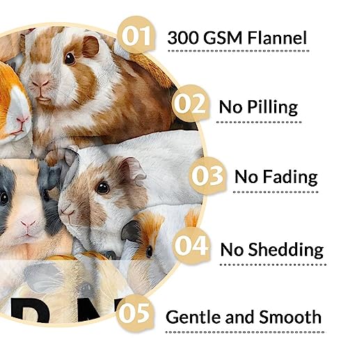 Personalized Guinea Pig Blanket Gifts with Name - 40x50 Inches Cute Throw for Girls & Boys - Brown Soft Fuzzy Blankets for Bed, Couch & Living Room
