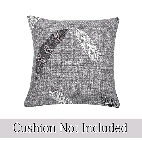 Image of HOKIPO Polyester Stretchable Cushion Cover for Sofa 16 inch x 16 inch, Pack of 4 (AR-4098-D1*4), Grey