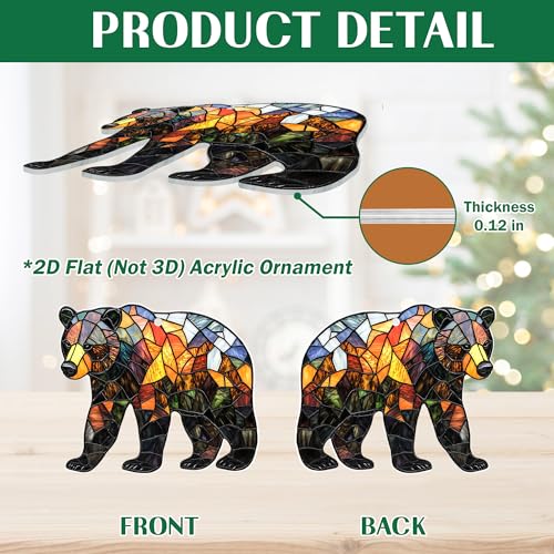 Cadeaux de Noël ours en acrylique original pour femme, maman et amoureux des animaux - 4