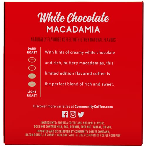 Image of Community Coffee Limited Edition White Chocolate Macadamia 60 count Flavored Coffee Pods, Medium Roast Compatible with Keurig 2.0 K-Cup Brewers, 10 count (Pack of 6)