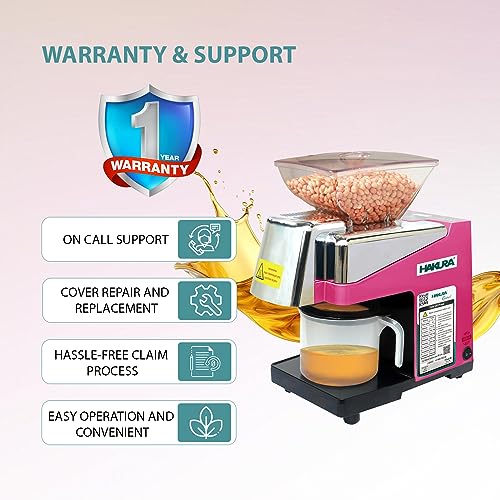Image of HAKURA H2O-2B Comfort Oil Extractor Oil Maker Press Machine For Home 560 Watts (Pink)