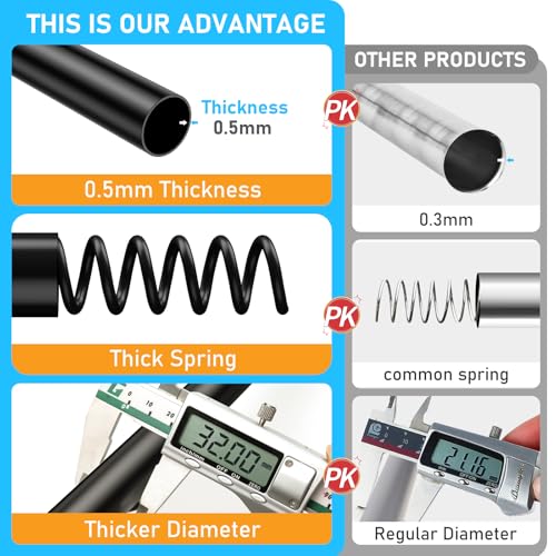 Image of MEXAU Black Tension Curtain Rod 40-78 Inch Long Tension Rod 1.26 inch Spring Tension Curtain Rod Adjustable Curtain Rods No Drilling Tension Shower Rod Curtain Tension Rod for Bathroom Windows Doorways