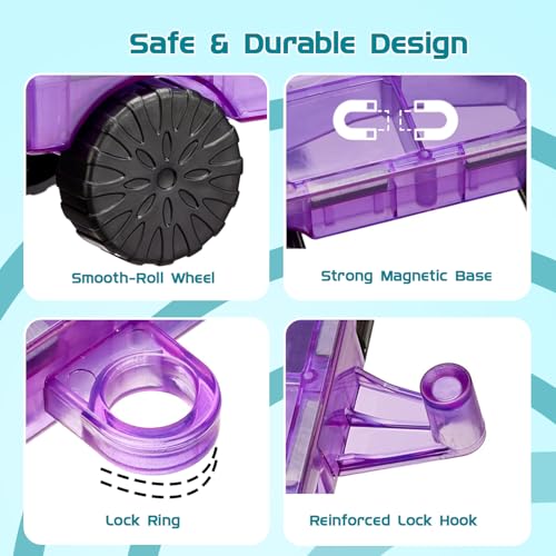 Image of Amazon Brand - Jam & Honey Magnetic Tile Cart Set for Kids | 2 Pcs Add-On Cart Set | Compatible with Magnetic Tiles | STEM Learning & Creative Construction Toy | Brain Development & Educational Play | Durable MABS Plastic with Strong Magnets | Ages 3+ Years | Multicolour | Product Dimensions: 22 x 15 x 5.5 cm