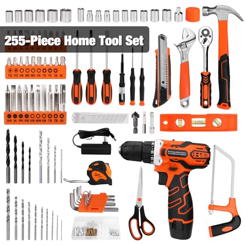 255-Piece Tool Set - Tool Kit with 12V Cordless Drill Driver, Toolbox Storage Case with Drawer, General Household Drill Set for DIY Projects, Home Repairs, Handyman - Image 4