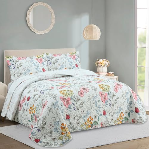 Colcha Boutí Cama 135 (235x270) Estampada para Verano y Entretiempo - Algodón y Poliéster - Cubrecama Ligero y Transpirable con 2 Fundas de Almohada (50x70) – Acabado en Punta Redonda (Argos)
