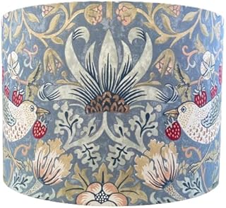 Handmade Lampshade William Morris Strawberry Thief Slate Grey Cool Blue (Ceiling/Pendant, Medium (30cm Diameter))