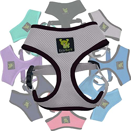 Image of EcoBark Dog Harness - Luxurious Soft Mesh - Eco-Friendly Over the Head Vest Harness - No Pull & No Choke Design - Padded Breathable Body Halter - for Large Breeds (Gray, XXL)