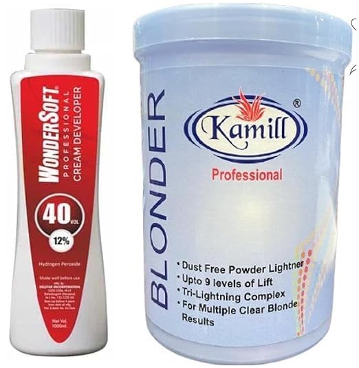 Wondersoft Professional Hair Cream Developer 250ml With Kamill 200gm Blonder Powder Lift Up To 9