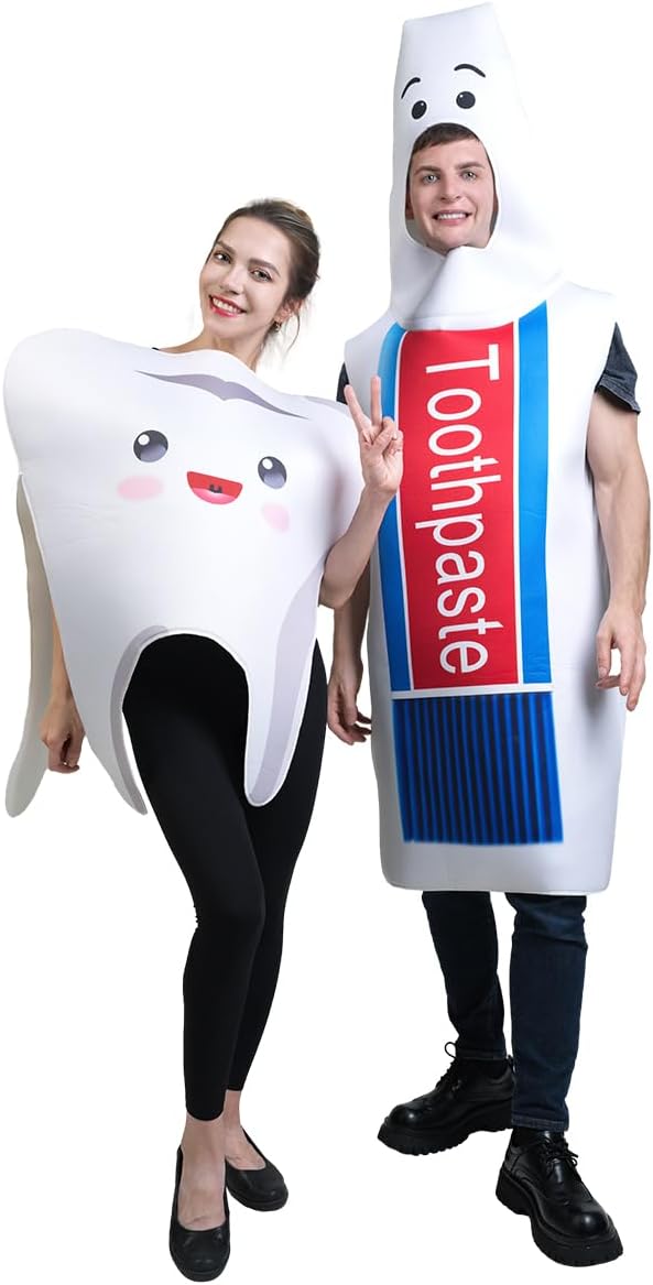Adult Tooth & Toothpaste Costume 2Pcs Halloween Group Costumes - Image 7