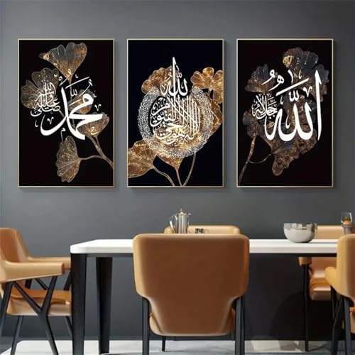 Juego de 3 Impresiones Artísticas en Lienzo Con Diseño de Plantas Abstractas de Acuarela Minimalistas Modernas Dormitorio Sala de Estar Cocina Oficina Hogar Decoración de Pared 50*70Cm (Sin Marco)