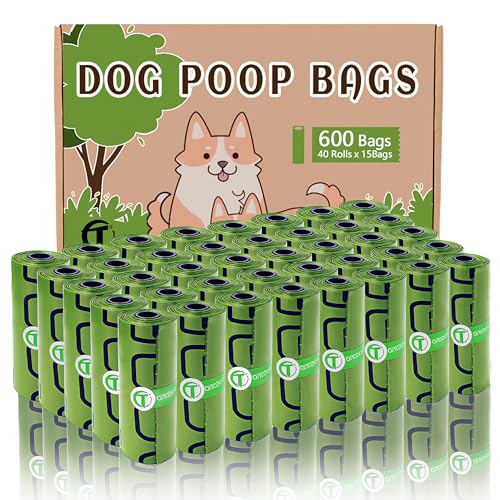 AiTodos® Lot de 600 Sacs à Crottes de Chien, Vert -31 x 23CM, Polyéthylène-Matériau(40 Rouleaux, 15 par Rouleau)