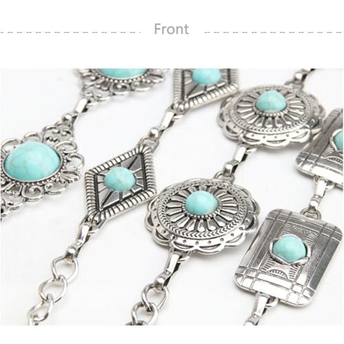 Vanrose Jan Waist Chain Women's Metal Chain for Dress Sweater Retro Turquoise Stone Punk Belt Concho Western Belts3