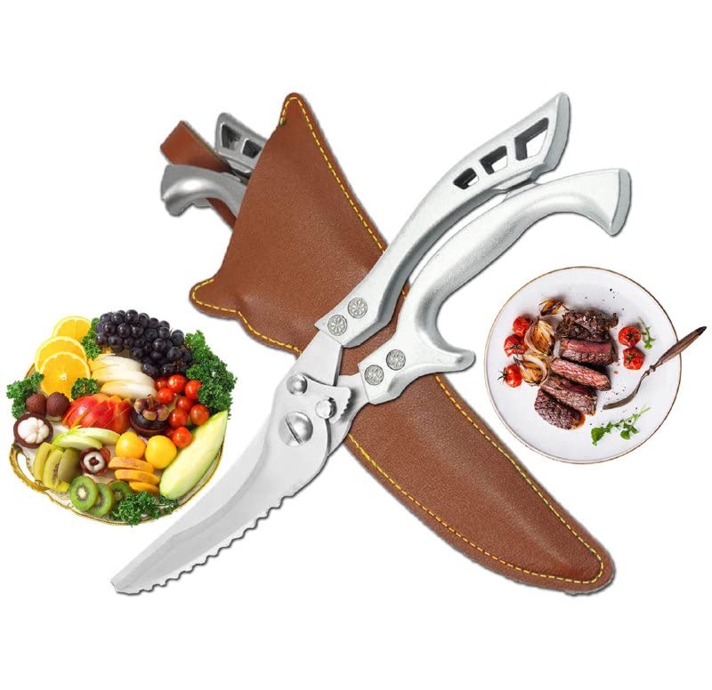 Kitchen scissors durable professional, for cutting poultry fish meat vegetables greens sharp kitchen scissors made of stainless steel with a spring in a case