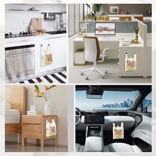 Image of Car Trash Bag Hanging Disposable Car Garbage Bag Pack of 200 Small Auto Trash Bag for Car with 4 Hook for Car Kitchens Bedrooms Offices During Travel and Camping (Yellow)