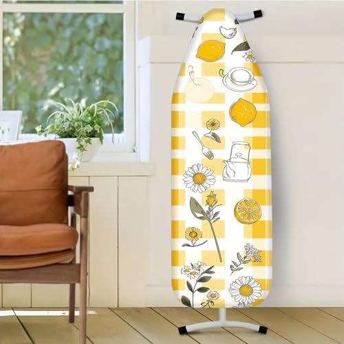 Image of Nuxovilar Yellow Gingham Lemons Ironing Board Cover 15x54 Polyester