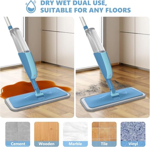 Wischmopp mit Sprühfunktion Bodenwischer mit Sprühfunktion Wischmopp mit 3 Waschbaren...