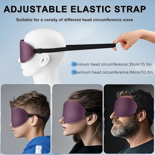 Image of Tobfit Blackout Sleep Mask for Women Men Zero Eye Pressure Eye Mask, Lycra Fabric 3D Ergonomic Design Eye Movement and Eyelash Friendly, Ultra Comfortable Blindfold for Sleeping Purple