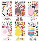 36 Pcs Easter Make A Face Animal Stickers Easter Egg Animal Face Stickers for Kids Make Your Own Sti