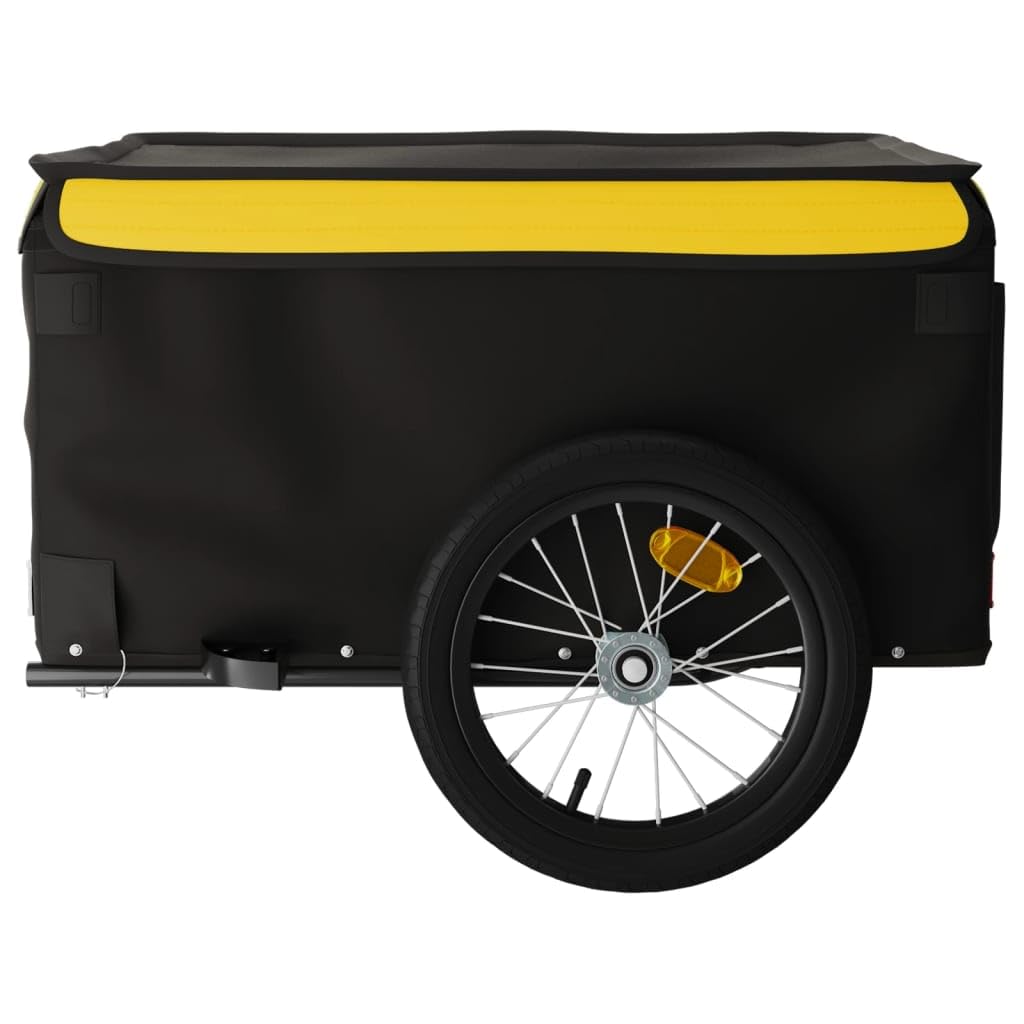 Remolque de bicicleta negro y rojo de hierro, plegable con embrague, bandera de seguridad, adecuado para transporte de equipaje, perros, niños, excursiones al aire libre, compras