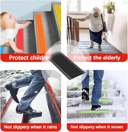 Protector de borde de escalera antideslizante de vinilo resistente para escalones interiores 5