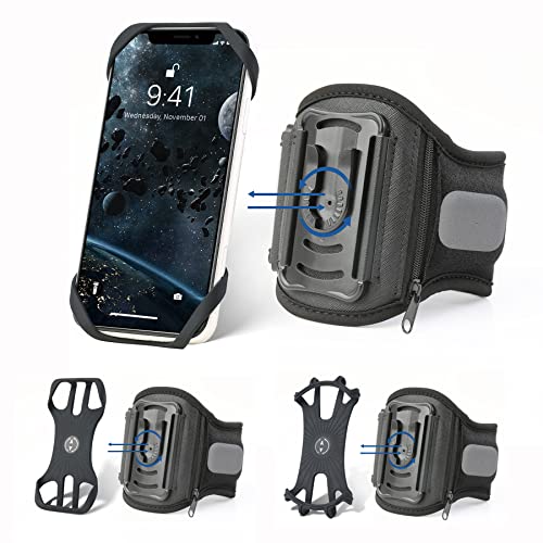 CHULN Fascia da Braccio Sportiva, Rotazione a 360° Fascia Porta Cellulare Fascia da Braccio Regolabile per iphone 13 Pro/13/12 Pro /12/11 Pro Max/11 Pro/11/Samsung Galaxy e Altri Modelli di Smartphone