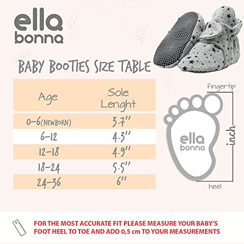 Ella Bonna Organic Cotton Baby Booties, Non Skid, Soft Sole, Stay On Baby Shoes, House Slippers For Baby Boys Girls Toddlers (0-6 Months Infant, Star Grey, 0_Months) #TOP1