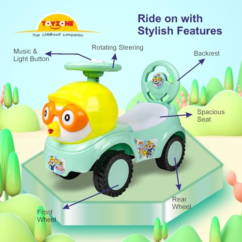 Toy Zone Toyzone Duck Pilot Baby Ride on Car for Kids, Toddlers Push Ride Baby Kids Car with Backrest, Push Ride on Toy with Music, Under Seat Storage, 2 to 5 Years (Green) - Image 2 thumbnail