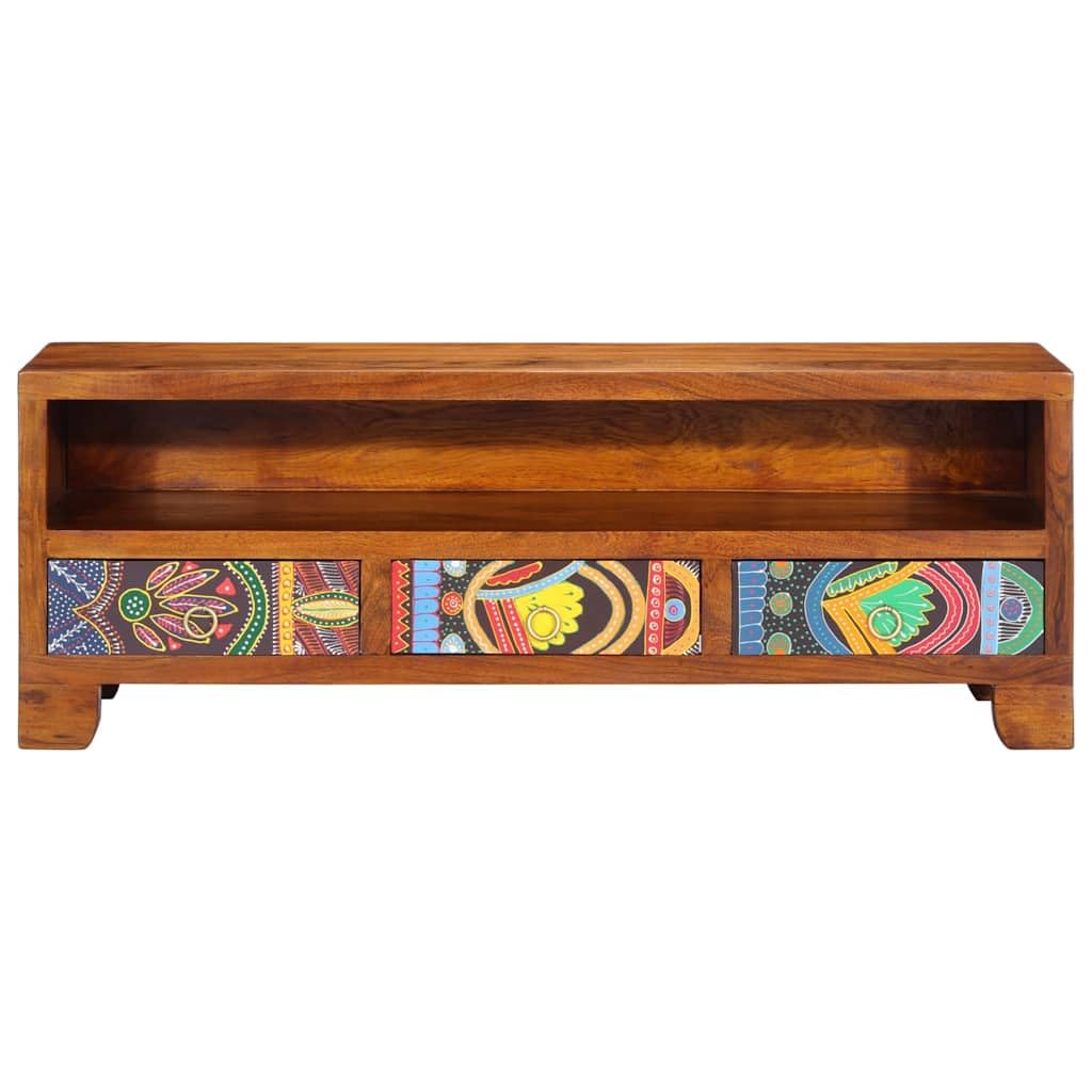 Mueble TV multicolor 110 x 30 x 40 cm, madera acacia maciza