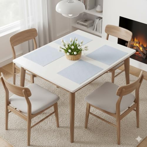 Image of YELONA Placemats for Dining Table - Heat Resistant, Non-Slip & Washable PVC Vinyl Table Mats - Set of 4, 45 x 30 cm (Ocean Blue)