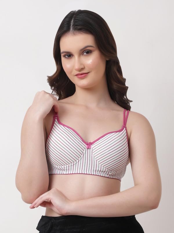Image of Women's Cotton Full Coverage Lightly Padded Wirefree T-Shirt Bra Combo Pack of 3