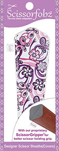 Scissors sheaths by SCISSORFOBZ with ScissorGripper for Large Scissors-Designer Scissors Covers Holders- Purple Floral - S-418-FB Scissors sheaths by SCISSORFOBZ with ScissorGripper for Large Scissors-Designer Scissors Covers Holders- Purple Floral - S-418-FB