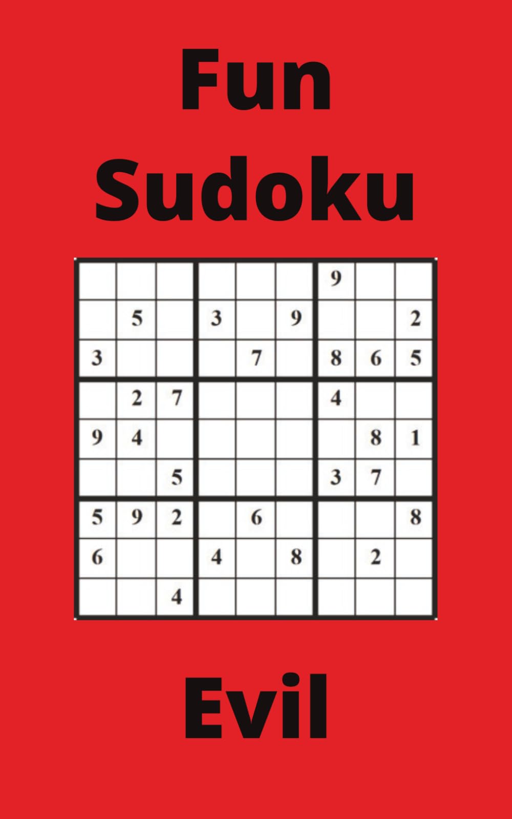 Red Fun Sudoku Book, 9x9 Puzzles, 300 Pages, 5x8, Evil