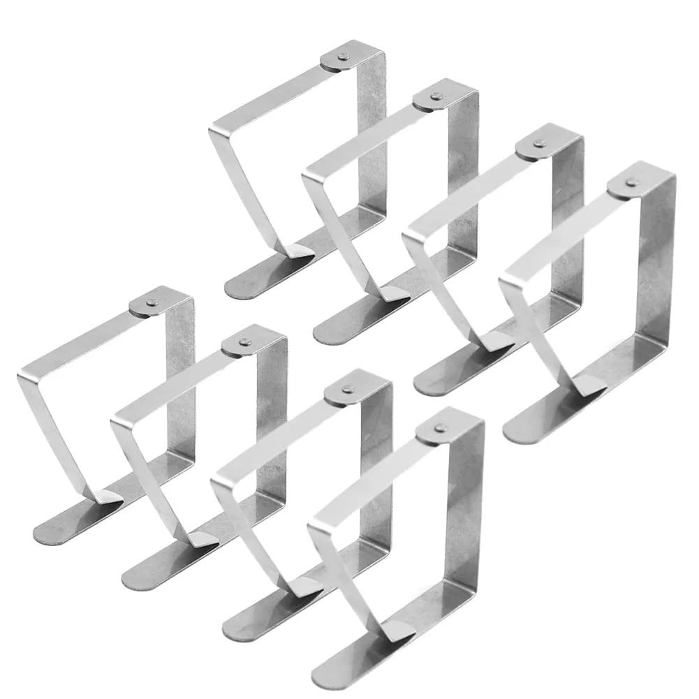 Tischdeckenklammern für Tische, Tischdeckenklammern Edelstahl Silber 8x7cm 8er Pack