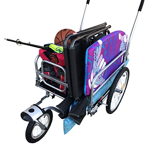2 in 1 20" Wheels Cargo Utility Stroller and Bicycle Bike Trailer Beach Cart Silver Chrome - Thumbnail 5