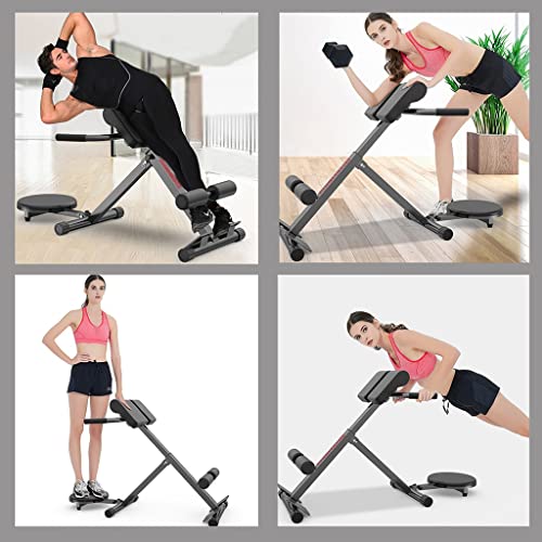 Romeinse Stoel Opvouwbare Buiksporter Verstelbare Romeinse Ontlasting Met Twistschijf Push-up Trainer Veilige Belastinglager: 20 0 Kg Rugverlengmachine (Color : Black, S : 117 * 55.5 * 68.8 * 86cm) - Image 3