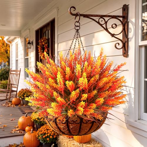 Image of AmyHomie 16 PCS Artificial Fall Flowers for Outdoors,Fake Lavender Plants